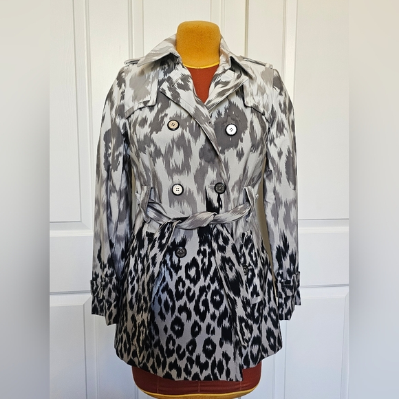 Calvin Klein Jackets & Blazers - Calvin Klein Gray and Black Trench Coat with Animal Print